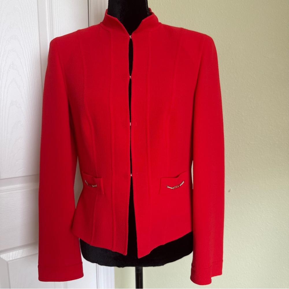 EUC ESCADA Red Wool Set Blazer Jacket and Pants - Picture 3 of 15